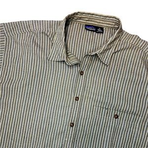Patagonia Button Up Shirt Mens XL Green Plaid Short Sleeve Organic Cotton